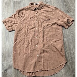 Cotton On Garments Mens Small S Peach Short Sleeve Lightweight Button Down Shirt